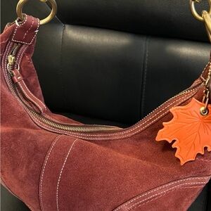 Chic Maroon Suede Hobo Bag